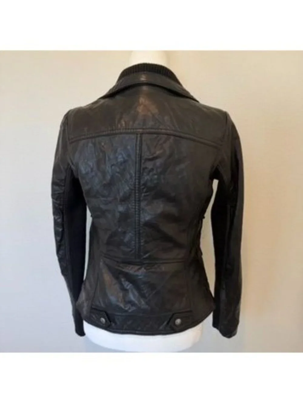 Michael Kors Black Leather Moto Jacket Size XS